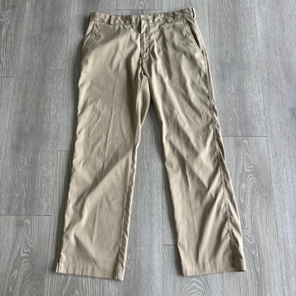 Nike Dri-Fit Golf Mens Khaki Flat Front Straight Stretch Chino Pants Size 33x30